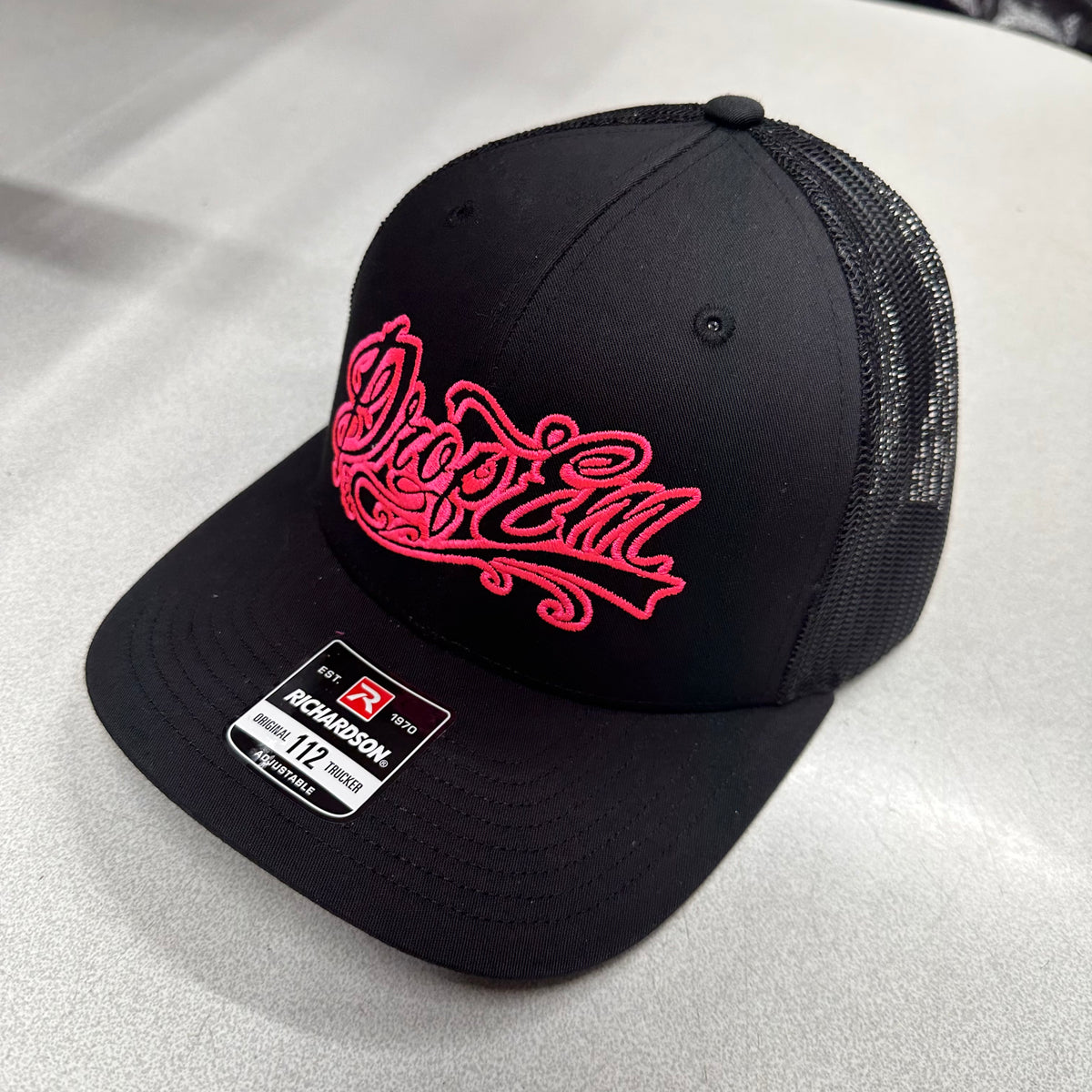 Neiman Marcus Black Trucker Cap with Pink Script Embroidery Miami-Pink-Script-Trucker-Hat-  main image 4