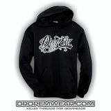 EMBROIDERED HOODIE WITH WHITE EMBROIDERED TATTOO SCRIPT