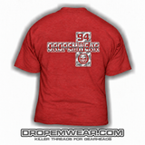 DROPEMWEAR C10 SQUARE BODY BADGE HEATHER RED T-SHIRT