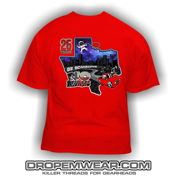 NO REGRETS TEXAS 25 YEAR T-SHIRT RED