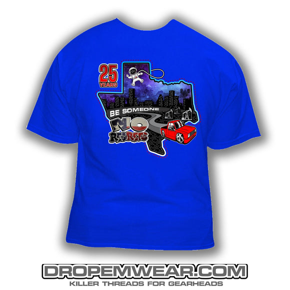 NO REGRETS TEXAS 25 YEAR T-SHIRT ROYAL