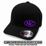 NEGATIVE CAMBER CURVED BILL FITTED HAT WITH NC OVAL LOGO ON BLACK HAT