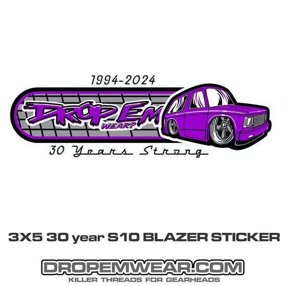 3X5 30 year S10 Blazer sticker purple