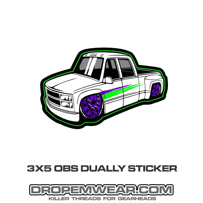 WHITE OBS CHEVY DUALLY CREW CAB STICKER – Drop Em wear clothing