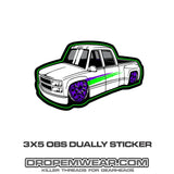 WHITE OBS CHEVY DUALLY CREW CAB STICKER