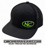 BLACK SNAP BACK BILL HAT WITH NC OVAL LOGO