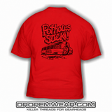 THROWBACK DROP EM WEAR POTHOLES SUCK (TRUCK) RED T-SHIRT