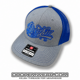 SNAP BACK TRUCKER HAT HEATHER GREY/ROYAL BLUE