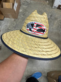 NC STRAW HAT WITH AMERICAN FLAG UNDER BRIM