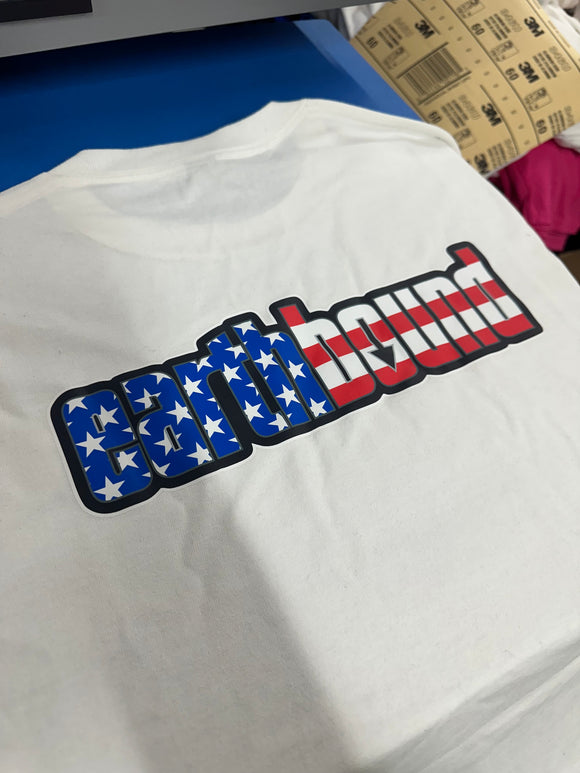 EARTHBOUND AMERICAN FLAG WHITE SHIRT