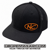 BLACK SNAP BACK BILL HAT WITH NC OVAL LOGO