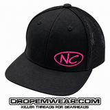 BLACK SNAP BACK BILL HAT WITH NC OVAL LOGO