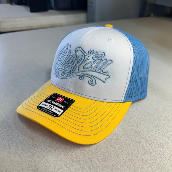 LIMITED EDITION SNAP BACK TRUCKER HAT WHITE/YELLOW/CAROLINA BLUE