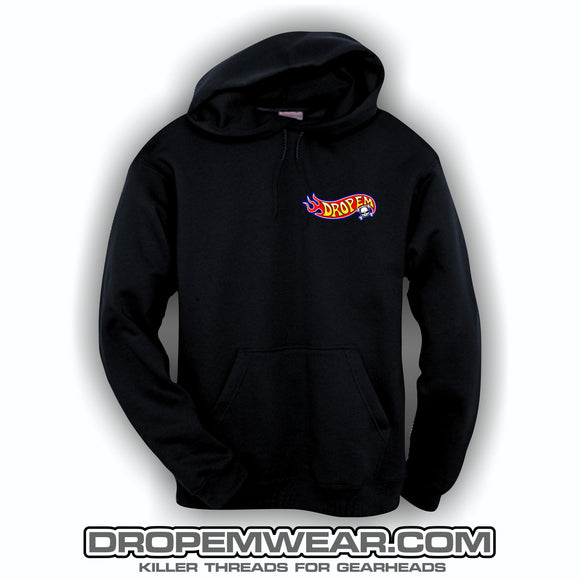 PREMIUM BLACK EMBROIDERED HOODIE WITH WARM WHEELS LOGO ON LEFT CHEST