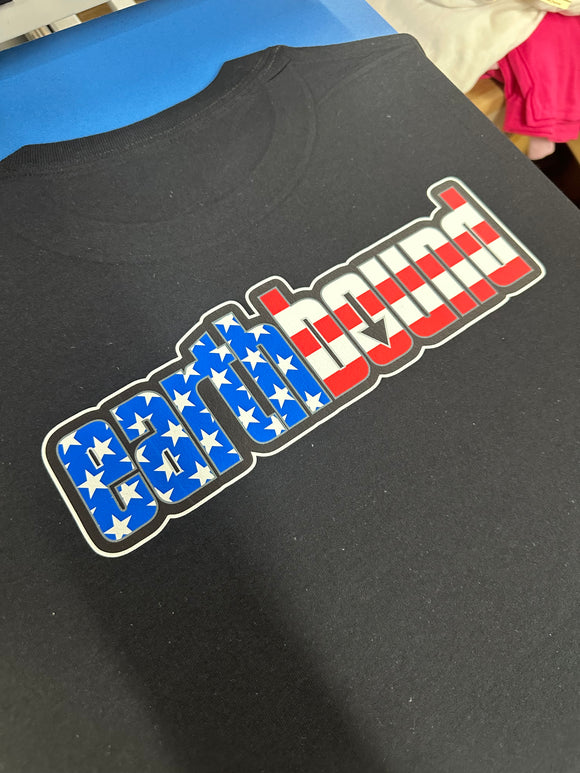 EARTHBOUND AMERICAN FLAG BLACK SHIRT