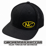 BLACK SNAP BACK BILL HAT WITH NC OVAL LOGO