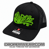 SNAP BACK TRUCKER HAT BLACK/BLACK LIME LOGO