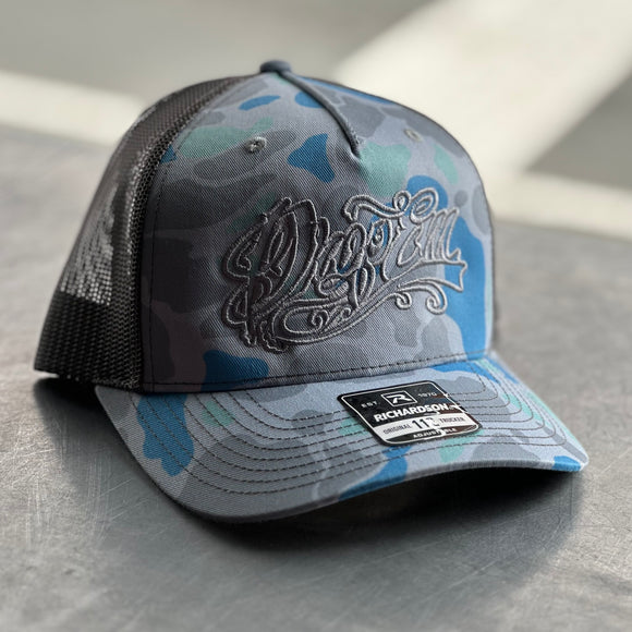 SNAP BACK TRUCKER HAT BLUE/WHITE CAMO