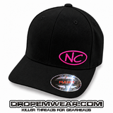 NEGATIVE CAMBER CURVED BILL FITTED HAT WITH NC OVAL LOGO ON BLACK HAT