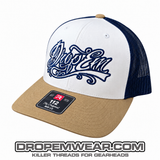 SNAP BACK TRUCKER HAT CREAM / NAVY / AMBER GOLD