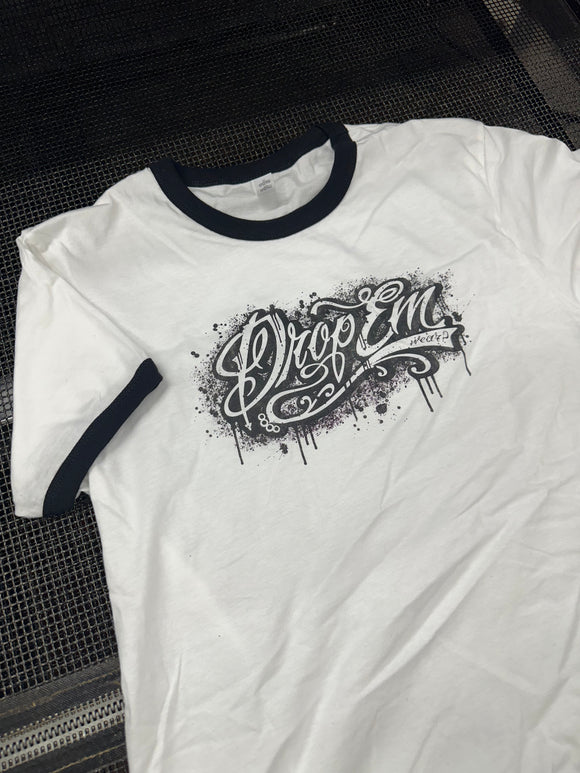 DROP EM WEAR RINGER T-SHIRT BLACK/WHITE