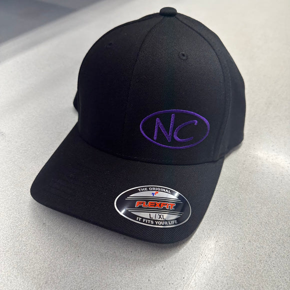 NEGATIVE CAMBER CURVED BILL HAT WITH NC OVAL LOGO ON BLACK HAT