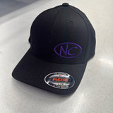 NEGATIVE CAMBER CURVED BILL FITTED HAT WITH NC OVAL LOGO ON BLACK HAT