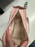 Gingham pink and cream top handle and cross body purse
