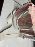 Gingham pink and cream top handle and cross body purse