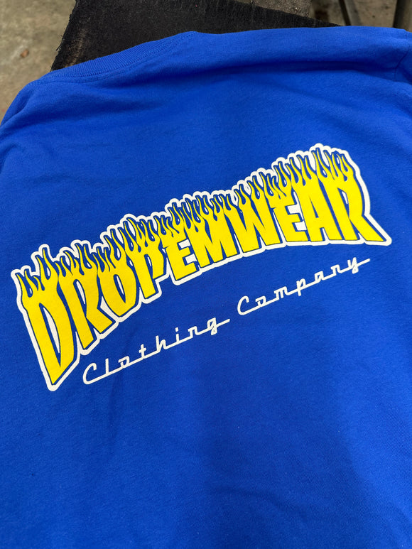 Royal blue online thrasher shirt