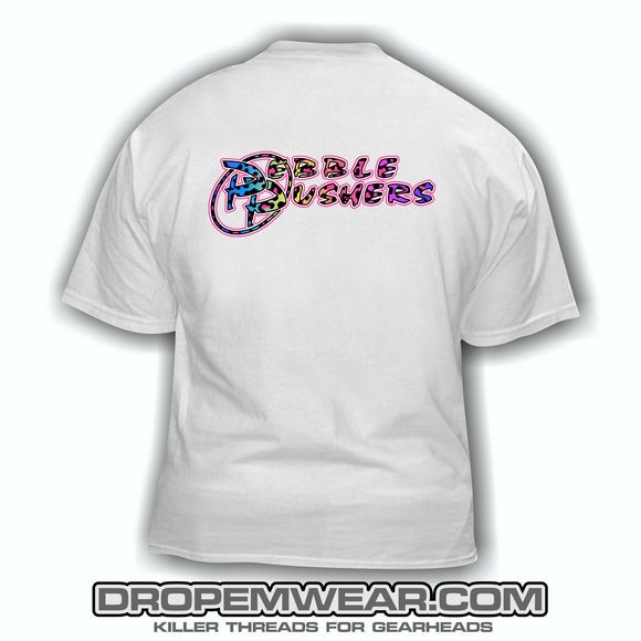 PEBBLE PUSHERS TIE DYE CHEATA LOGO SHIRT (WHITE)