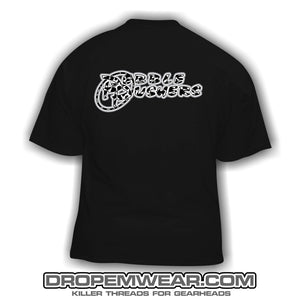 PEBBLE PUSHERS COW PRINT LOGO SHIRT (BLACK)