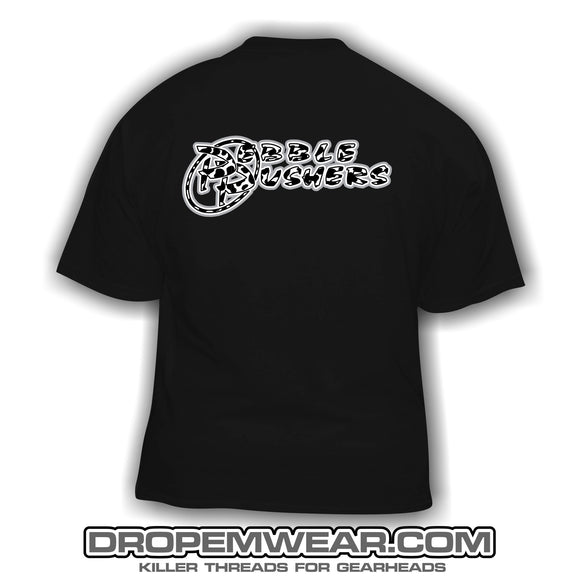 PEBBLE PUSHERS COW PRINT LOGO SHIRT (BLACK)