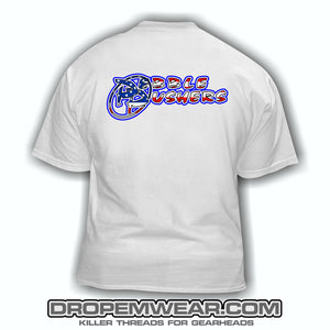 PEBBLE PUSHERS MERICA LOGO SHIRT (WHITE)