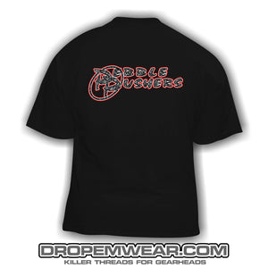 PEBBLE PUSHERS RED PAISLEY LOGO SHIRT (BLACK)