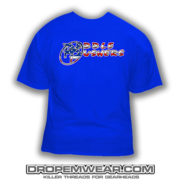 PEBBLE PUSHERS MERICA LOGO SHIRT (ROYAL)