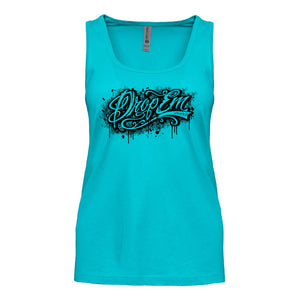 GRAFFITI DRIPS DROP EM WEAR TANK TAHITI BLUE