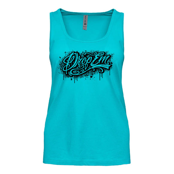 GRAFFITI DRIPS DROP EM WEAR TANK TAHITI BLUE