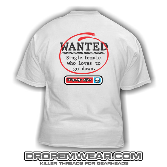 WANTED SINGLE FEMALE THROWBACK (WHITE)