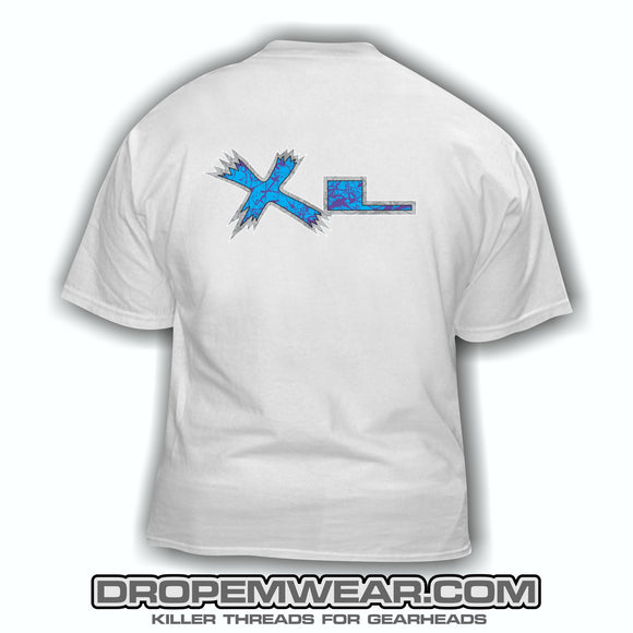 WHITE XTREME LOWZ BLUE PAINT SPLATTER LOGO T-SHIRT