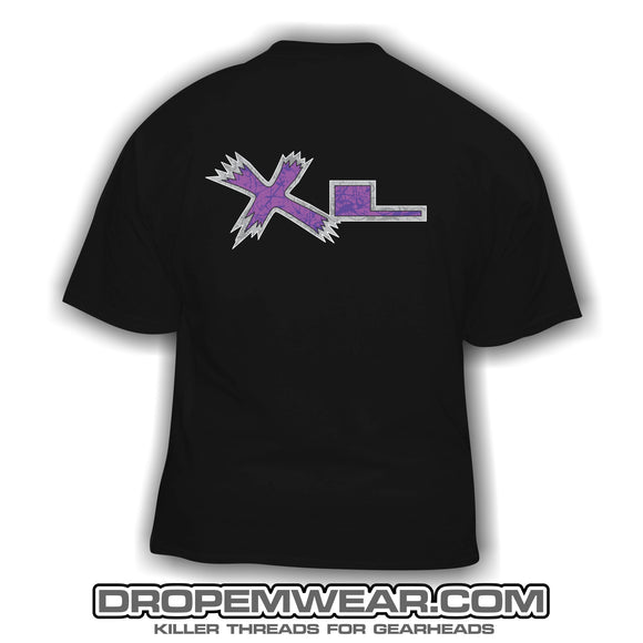 BLACK XTREME LOWZ PURPLE PAINT SPLATTER LOGO T-SHIRT