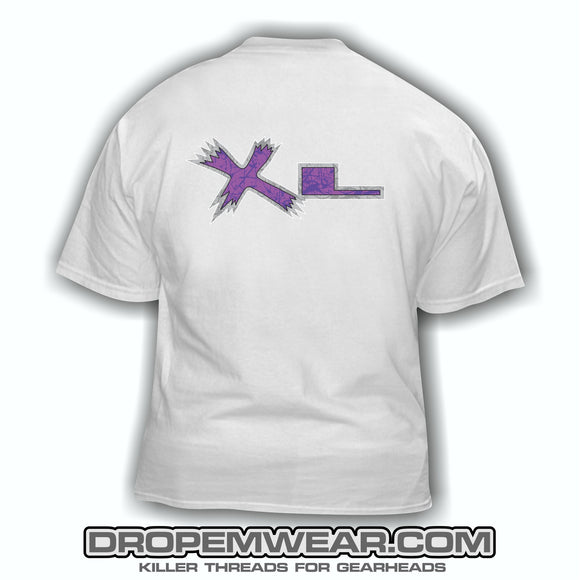 WHITE XTREME LOWZ PURPLE PAINT SPLATTER LOGO T-SHIRT
