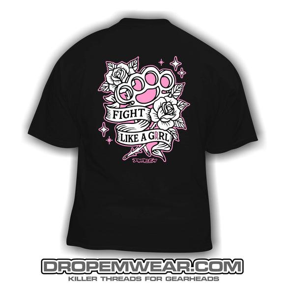 BRASS KNUCKLES FIGHT LIKE A GIRL SHIRT FOR BREAST CANCER AWARNESS