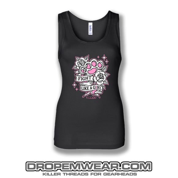 BRASS KNUCKLES FIGHT LIKE A GIRL TANK TOP FOR BREAST CANCER AWARNESS