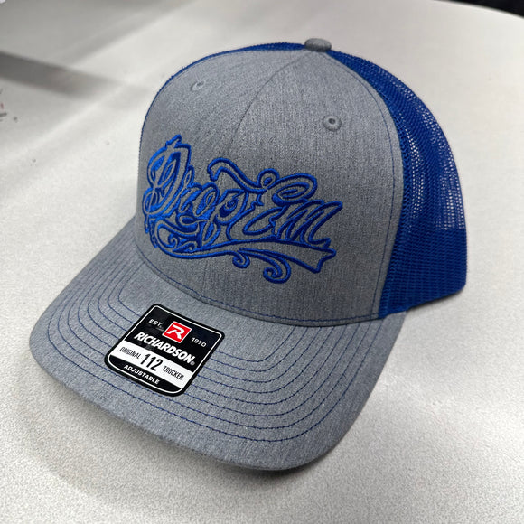 Drop Em Ware SNAP BACK TRUCKER HAT HEATHER GREY/ROYAL BLUE – Drop Em wear clothing