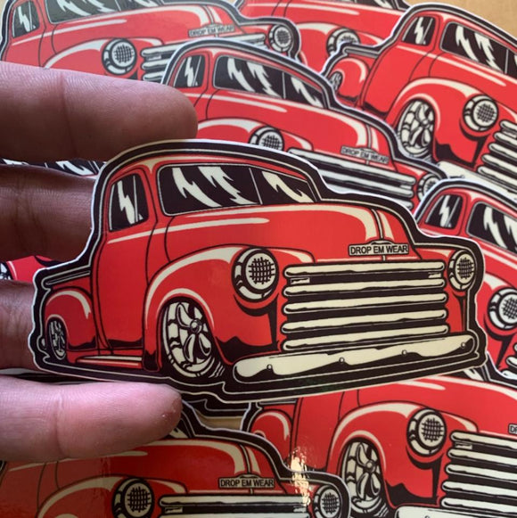 RED 48-53 CHEVY TRUCK STICKER – Drop Em wear clothing