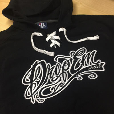 EMBROIDERED HOCKEY STYLE HOODIE WITH TATTOO SCRIPT LOGO