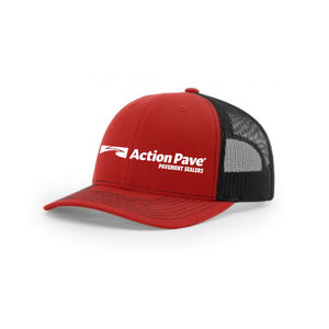 ACTION PAVE RED/BLACK TRUCKER SNAP BACK (CURVED BILL)