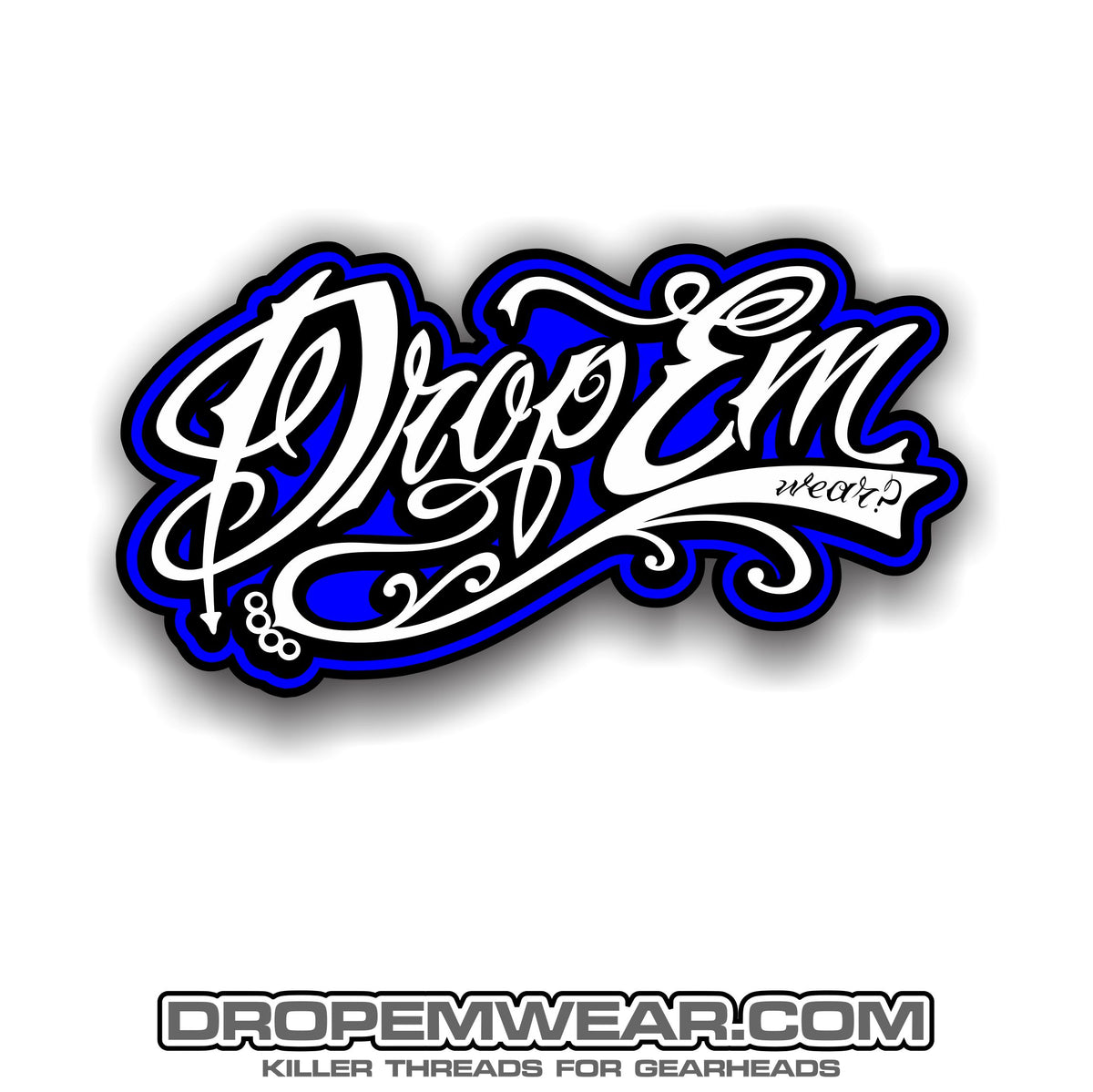 DROP EM WEAR LOGO PATCH 2X4 BLUE – Drop Em wear clothing