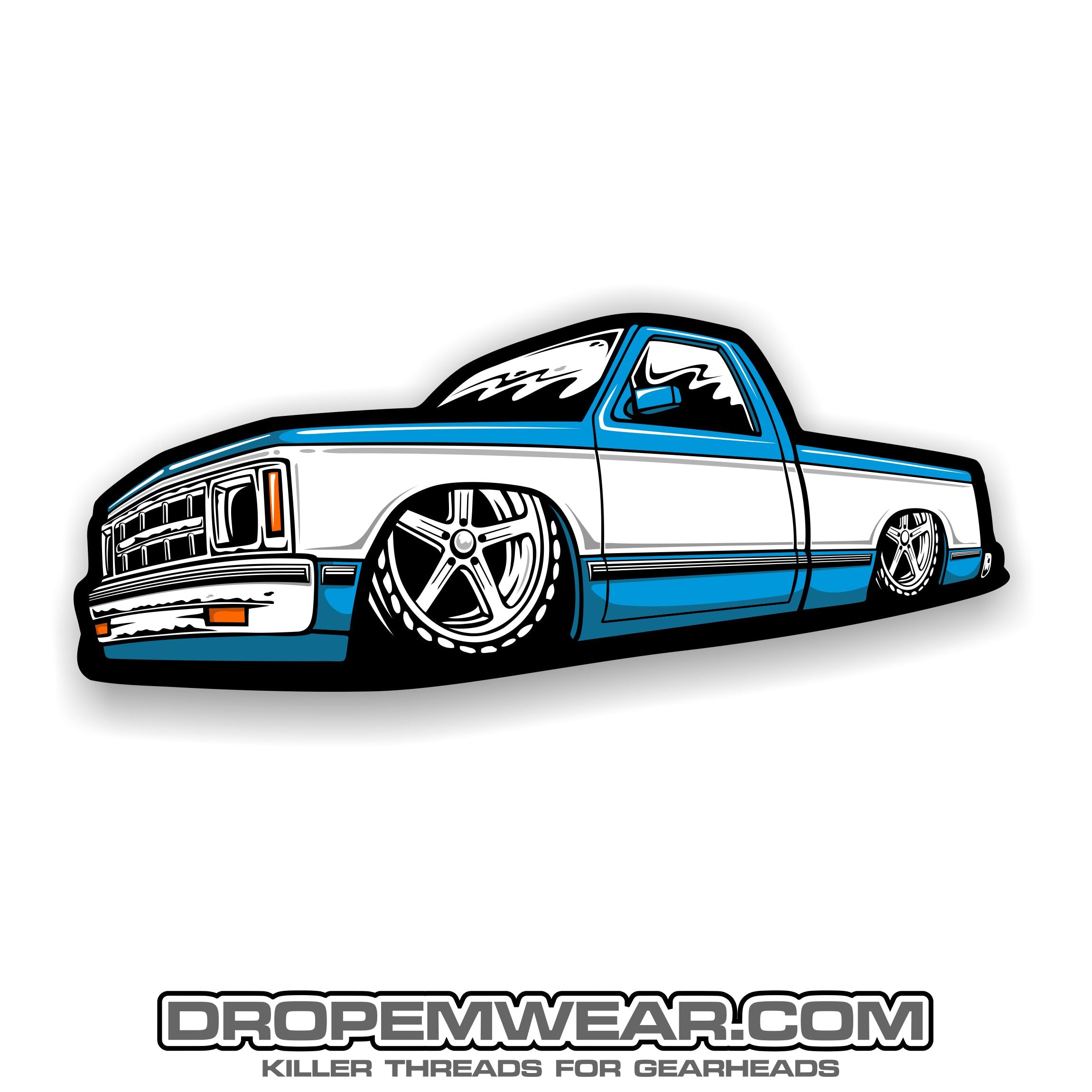 2X5 BLUE REGULAR CAB SQUARE BODY S10 – Drop Em wear clothing
